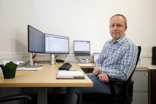 Breault at computer